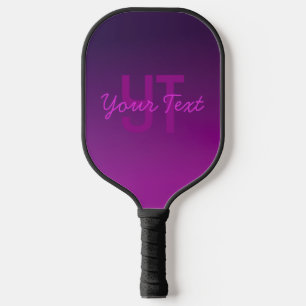 Modern Editable Monogrammed Text & Purple Ombre  Pickleball Paddle