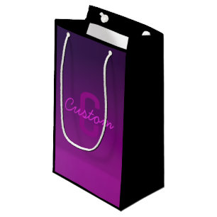 Modern Editable Monogrammed Text & Purple Ombre  Small Gift Bag