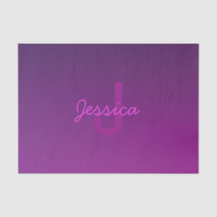 Modern Editable Monogrammed Text & Purple Ombre Tissue Paper