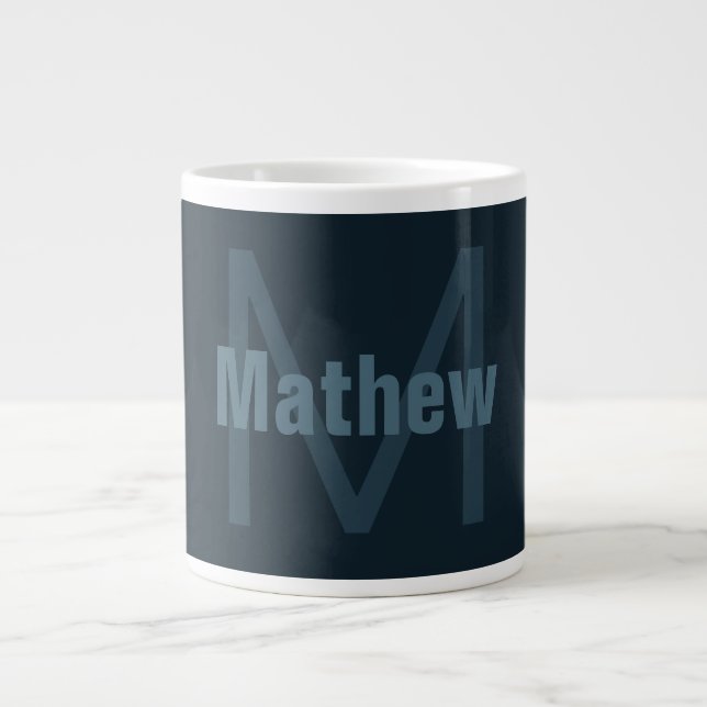 Modern Editable Name Large Coffee Mug (Front)