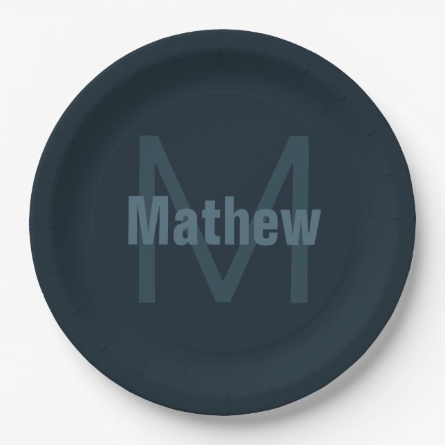 Modern Editable Name Paper Plate (Front)