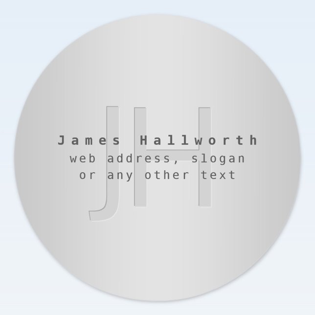 Modern Editable Name & Slogan | Grey Gradient  Classic Round Sticker (Creator Uploaded)
