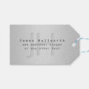 Modern Editable Name & Slogan   Grey Gradient  Gift Tags