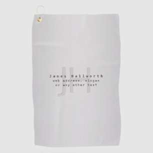 Modern Editable Name & Slogan   Grey Gradient  Golf Towel