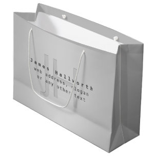 Modern Editable Name & Slogan Grey Gradient Large Gift Bag