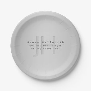 Modern Editable Name & Slogan   Grey Gradient  Paper Plate