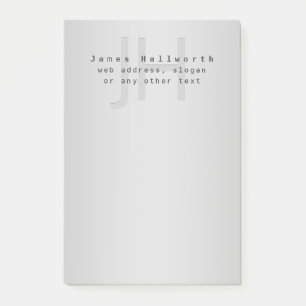 Modern Editable Name & Slogan   Grey Gradient  Post-it Notes