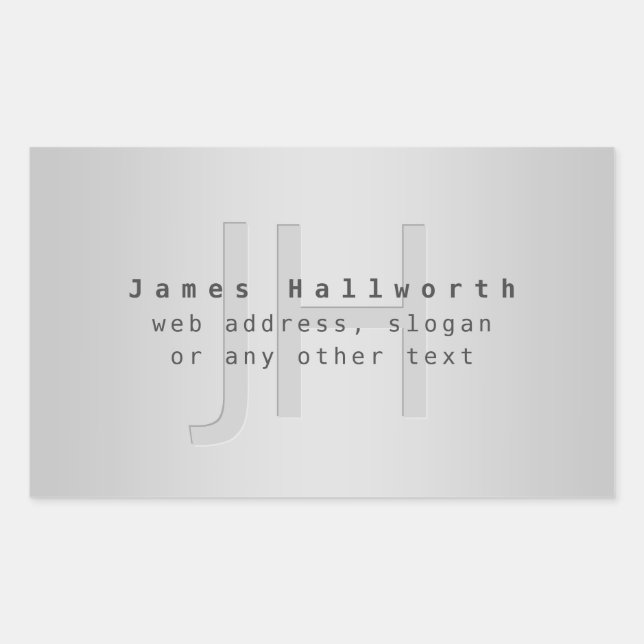 Modern Editable Name & Slogan | Grey Gradient  Sticker (Front)