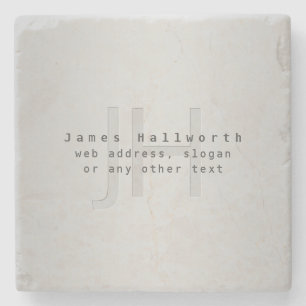 Modern Editable Name & Slogan   Grey Gradient  Stone Coaster