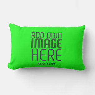 MODERN EDITABLE NEON GREEN IMAGE TEXT TEMPLATE LUMBAR PILLOW
