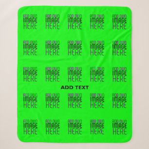 MODERN EDITABLE NEON GREEN IMAGE TEXT TEMPLATE SHERPA BLANKET