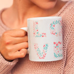 Modern editable pastel floral love 2 photo grid coffee mug<br><div class="desc">Modern editable pastel floral love 2 photo grid,  celebrate valentine's day or any occasion with this hand drawn floral script love. Add your 2 favourite photos. All the elements colours are editable,  just click customize further and select the layer you want to change.</div>