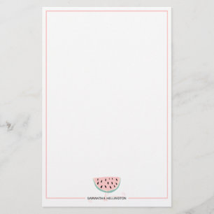 Modern editable pastel watermelon monogram name stationery