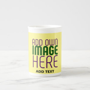 MODERN EDITABLE PASTEL YELLOW IMAGE TEXT TEMPLATE BONE CHINA MUG