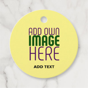 MODERN EDITABLE PASTEL YELLOW IMAGE TEXT TEMPLATE FAVOUR TAGS