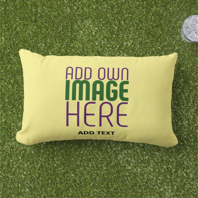 MODERN EDITABLE PASTEL YELLOW IMAGE TEXT TEMPLATE LUMBAR PILLOW (Grass)