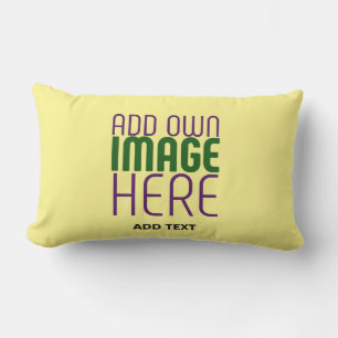 MODERN EDITABLE PASTEL YELLOW IMAGE TEXT TEMPLATE LUMBAR PILLOW
