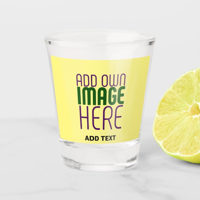 MODERN EDITABLE PASTEL YELLOW IMAGE TEXT TEMPLATE SHOT GLASS (Front)