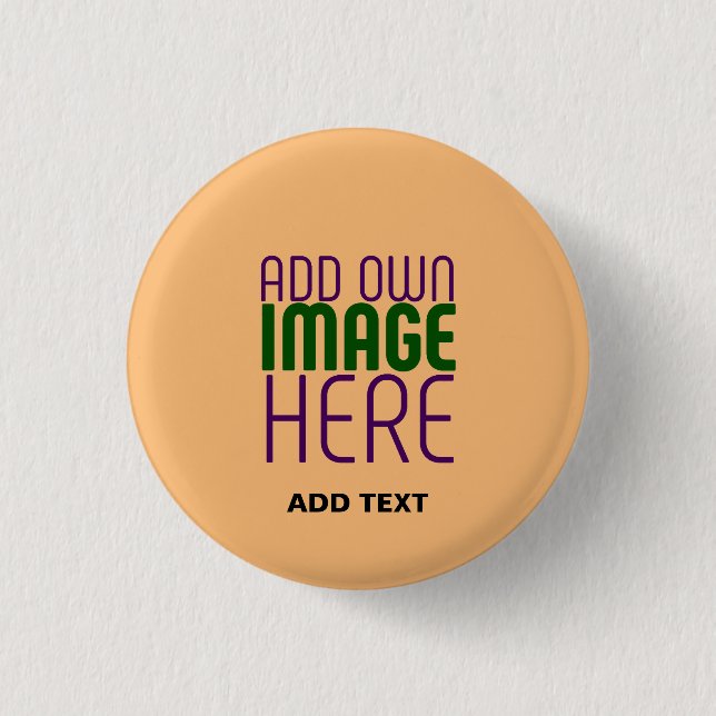 MODERN EDITABLE PEACH ORANGE IMAGE TEXT TEMPLATE 1 INCH ROUND BUTTON (Front)