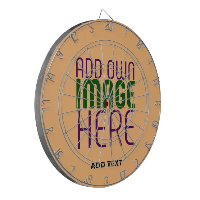 MODERN EDITABLE PEACH ORANGE IMAGE TEXT TEMPLATE DARTBOARD (Front Left)