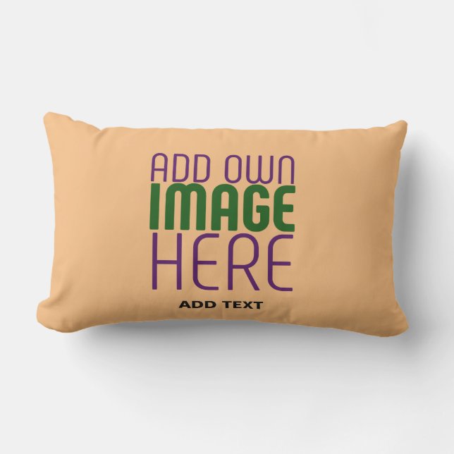 MODERN EDITABLE PEACH ORANGE IMAGE TEXT TEMPLATE LUMBAR PILLOW (Front)