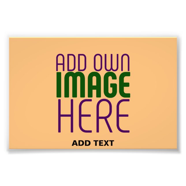 MODERN EDITABLE PEACH ORANGE IMAGE TEXT TEMPLATE PHOTO PRINT (Front)