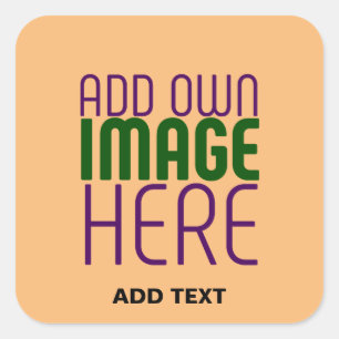 MODERN EDITABLE PEACH ORANGE IMAGE TEXT TEMPLATE SQUARE STICKER