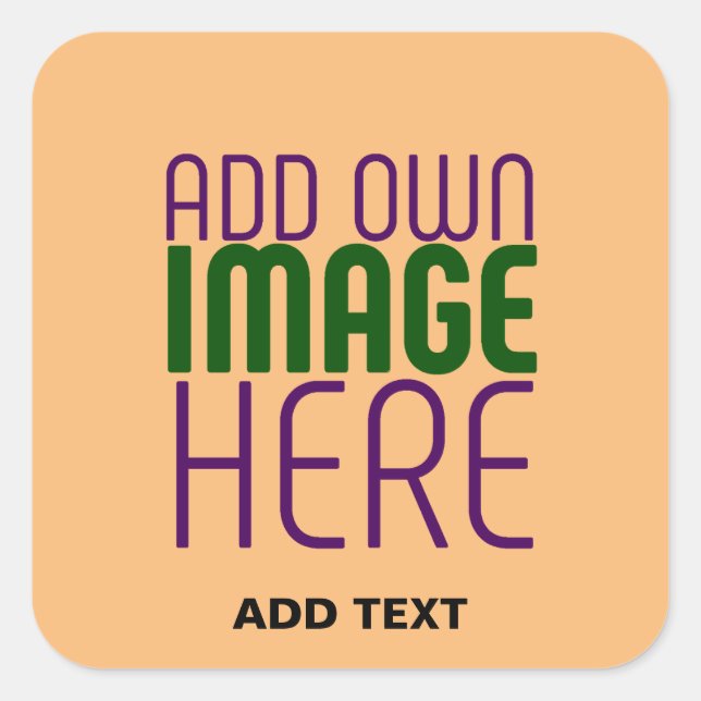 MODERN EDITABLE PEACH ORANGE IMAGE TEXT TEMPLATE SQUARE STICKER (Front)
