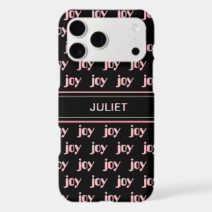 Modern Editable Pink Joy Calligraphy on Black
