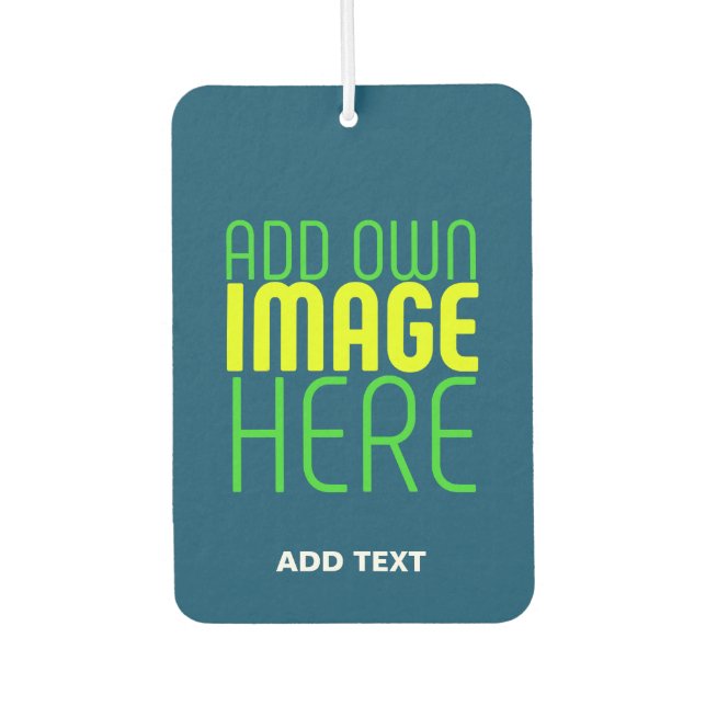 MODERN EDITABLE PRUSSIAN BLUE IMAGE TEXT TEMPLATE AIR FRESHENER (Front)