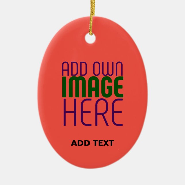  MODERN EDITABLE RED ORANGE IMAGE TEXT TEMPLATE CERAMIC ORNAMENT (Front)