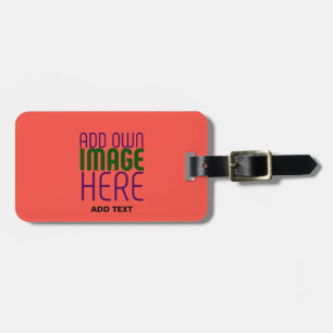 MODERN EDITABLE RED ORANGE IMAGE TEXT TEMPLATE LUGGAGE TAG