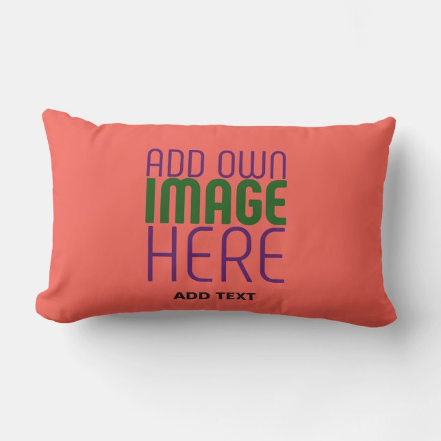 MODERN EDITABLE RED ORANGE IMAGE TEXT TEMPLATE LUMBAR PILLOW (Front)