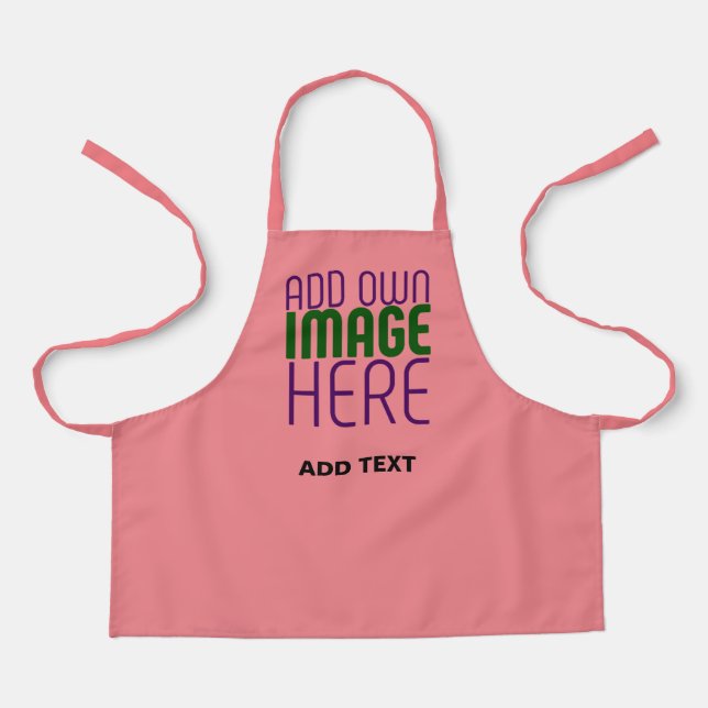 MODERN EDITABLE SALMON PINK IMAGE TEXT TEMPLATE APRON (Front)