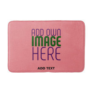 MODERN EDITABLE SALMON PINK IMAGE TEXT TEMPLATE BATH MAT