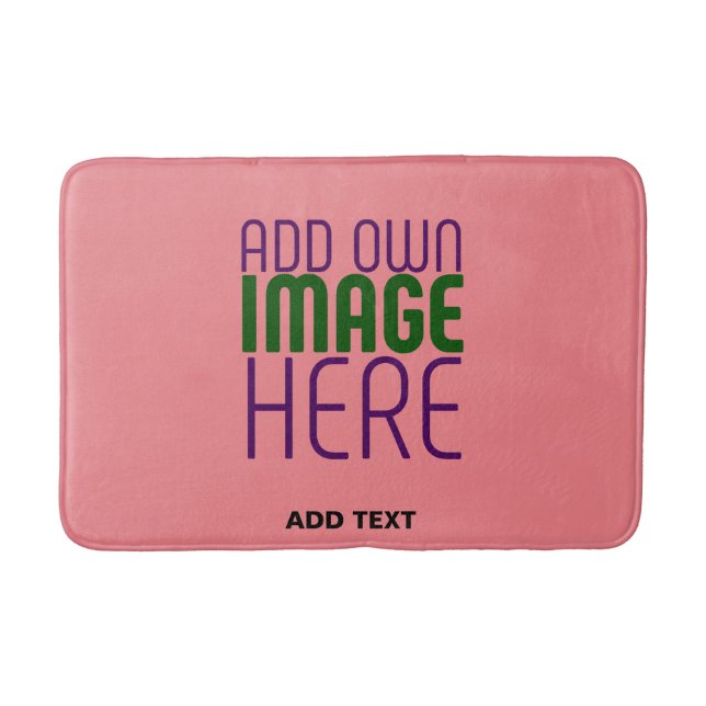 MODERN EDITABLE SALMON PINK IMAGE TEXT TEMPLATE BATH MAT (Front)