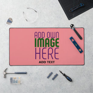 MODERN EDITABLE SALMON PINK IMAGE TEXT TEMPLATE DESK MAT
