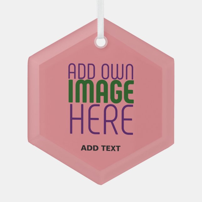  MODERN EDITABLE SALMON PINK IMAGE TEXT TEMPLATE GLASS ORNAMENT (Front)