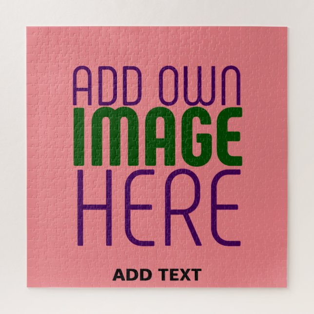 MODERN EDITABLE SALMON PINK IMAGE TEXT TEMPLATE JIGSAW PUZZLE (Vertical)
