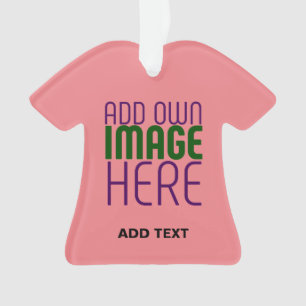 MODERN EDITABLE SALMON PINK IMAGE TEXT TEMPLATE ORNAMENT