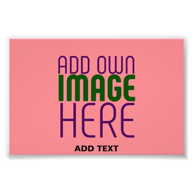 MODERN EDITABLE SALMON PINK IMAGE TEXT TEMPLATE PHOTO PRINT (Front)