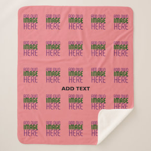 MODERN EDITABLE SALMON PINK IMAGE TEXT TEMPLATE SHERPA BLANKET