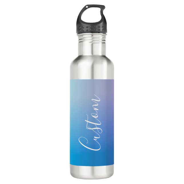 Modern Editable Script Writing | Colourful Ombre 710 Ml Water Bottle (Front)