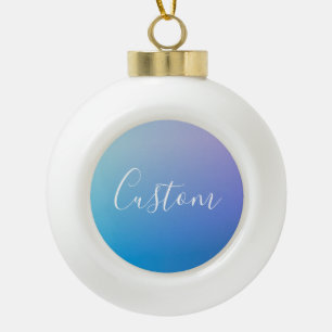 Modern Editable Script Writing   Colourful Ombre Ceramic Ball Christmas Ornament