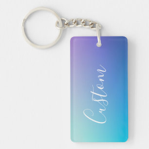 Modern Editable Script Writing   Colourful Ombre Keychain