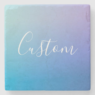 Modern Editable Script Writing   Colourful Ombre Stone Coaster