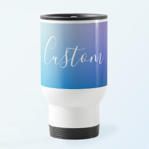 Modern Editable Script Writing Colourful Ombre Travel Mug