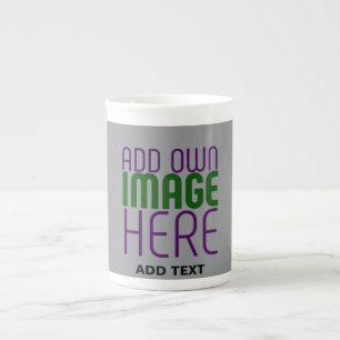 MODERN EDITABLE SIMPLE ASH IMAGE TEXT TEMPLATE BONE CHINA MUG