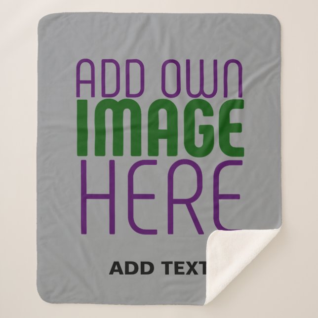 MODERN EDITABLE SIMPLE ASH IMAGE TEXT TEMPLATE SHERPA BLANKET (Front)