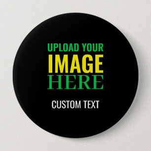 Modern Editable Simple Black Image and Text Design 4 Inch Round Button